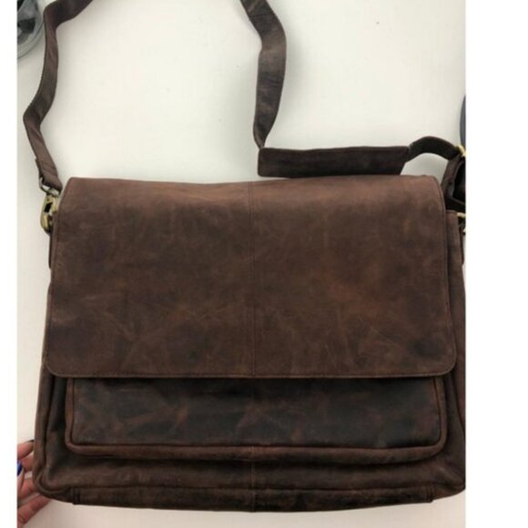 🆕Men and Women Wood Oak Leathers Laptop Briefcase Messenger Bag - Picture 1 of 9